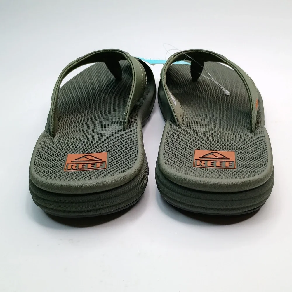 Reef Cushion Fanning Flip Flops Men Size 11 Olive Green Synthetic Athletic